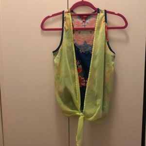 Floral Top with sheer twist tie